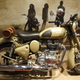 A 2011 mono cylinder, Indian made Royal Enfield, is presented at the Paris Motorbike Show.